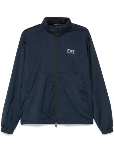 Ea7 Logo-print Bomber Jacket In Blue