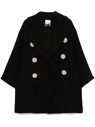 Edward Achour Paris Tweed Coat In Black