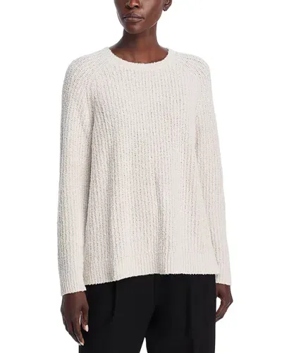 Eileen Fisher Cotton Cashmere Blend Crewneck Sweater In Bone