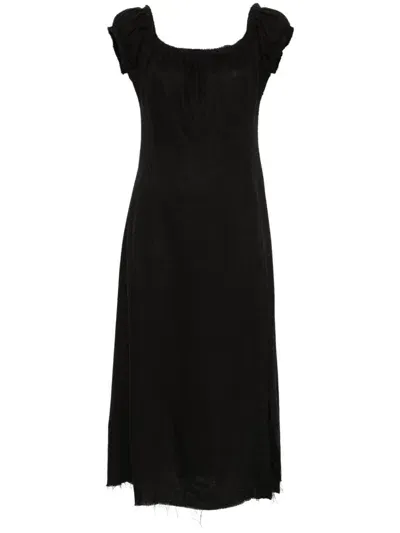 Elena Velez Frayed Midi Dress In Black