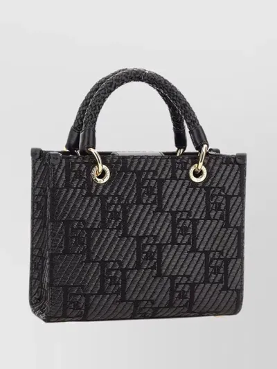 Elisabetta Franchi Monogram-jacquard Tote Bag In Black