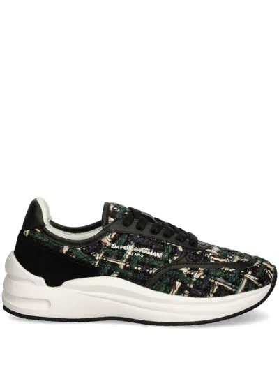 Emporio Armani Bouclé Sneakers In Black