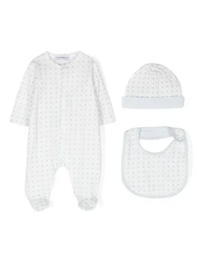 Emporio Armani Babies' Eagle-print Pajama Set In White