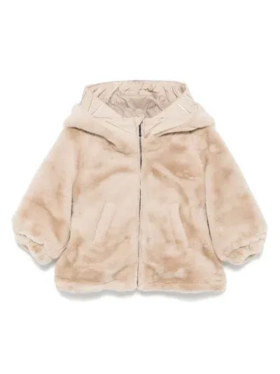 Emporio Armani Babies' Faux-fur Jacket In Brown