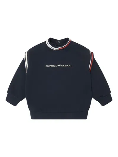 Emporio Armani Babies' Logo-embroidered Sweatshirt In Blue