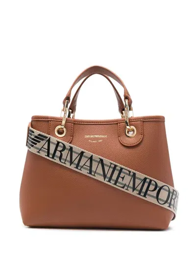 Emporio Armani Shopping Bag In Tan Red