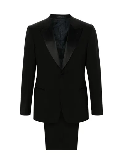 Emporio Armani Wool Single-breasted Suit In Black