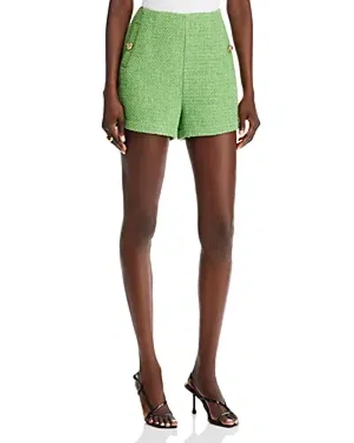 Endless Rose Tweed Button Trim Shorts In Green