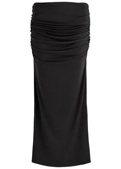 Entire Studios Surge Ruched Stretch-jersey Maxi Skirt In Black