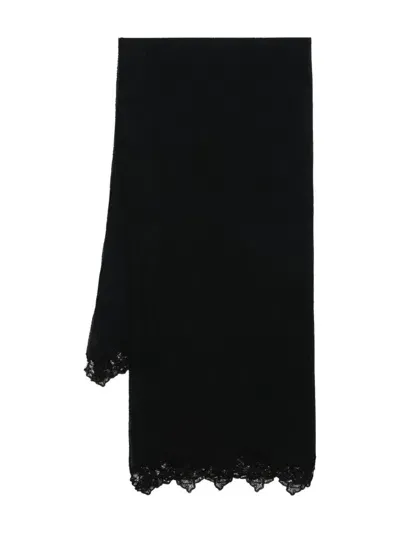 Ermanno Scervino Lace-embellished Scarf In Black