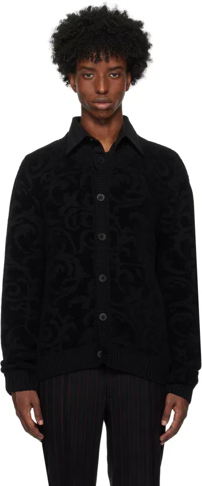 Ernest W Baker Black Contrast Trim Cardigan