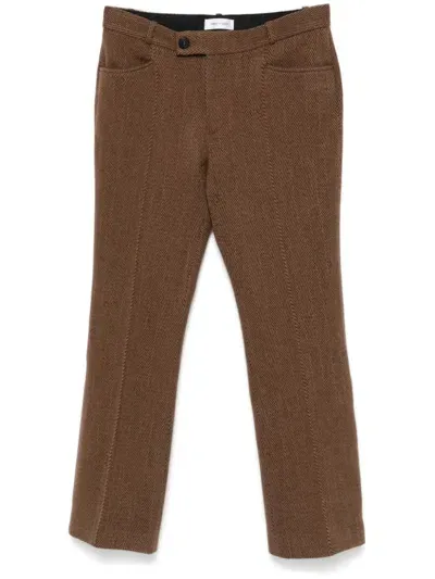 Ernest W Baker Herringbone Trousers In Brown