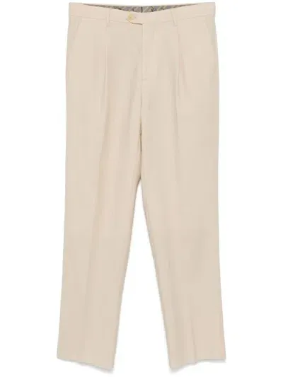 Etro Pleated Wool Trousers In Neutrals