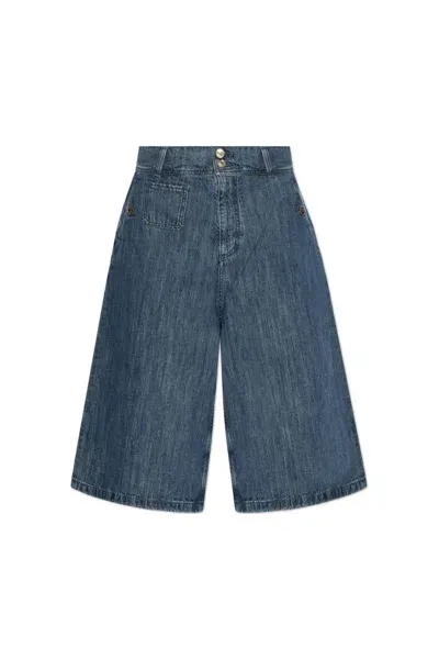 Etro Stretch-denim Bermuda Shorts In Blue