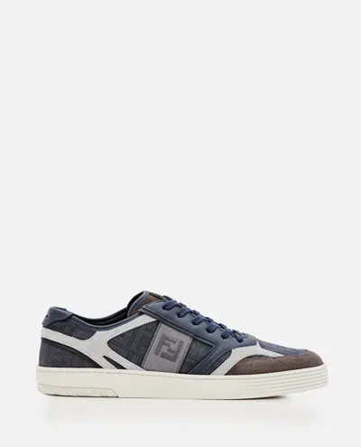 Fendi Logo-embroidered Panelled Sneakers In Grey