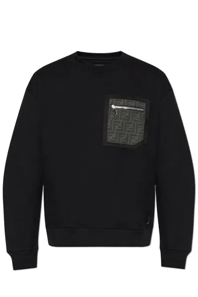 Fendi Long Sleeved Crewneck Sweatshirt In Multicolor