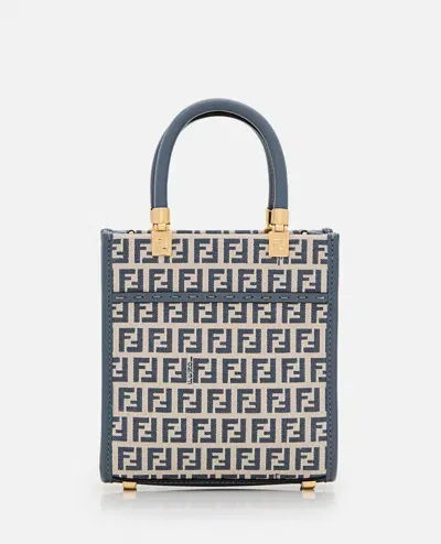 Fendi Mini Sunshine Jacquard Bag In Gray