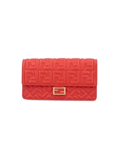 Fendi Women "baguette" Crossbody Wallet In Red