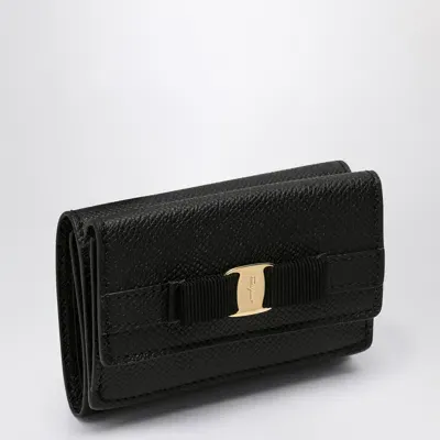 Ferragamo Wallet Small Continental Vara In Black