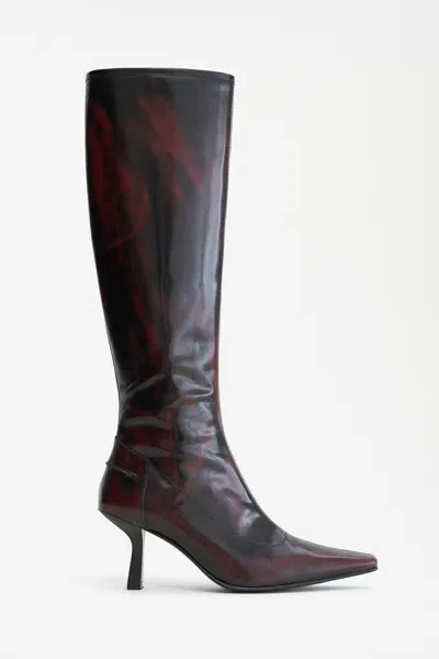 Filippa K Knee High Faded Leather Boots In Purple