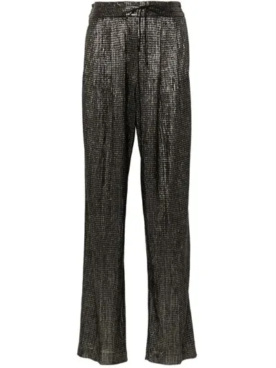 Forte Forte Houndstooth Metallic Straight Trousers In Black