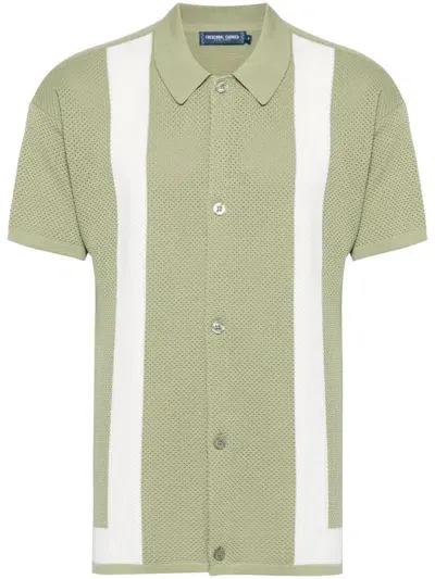 Frescobol Carioca Barretos Striped Knitted-cotton Shirt In Jungle Green