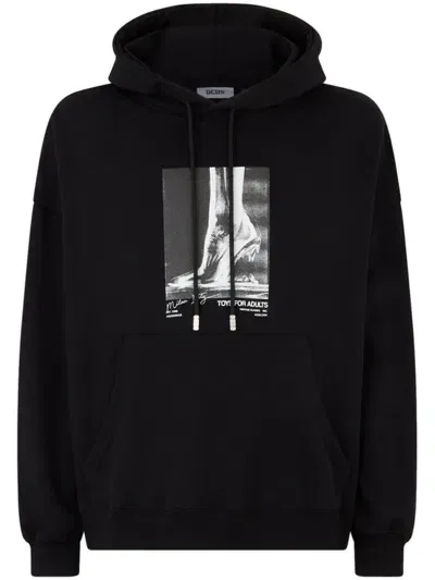 Gcds Morso Graphic-print Hoodie In Black