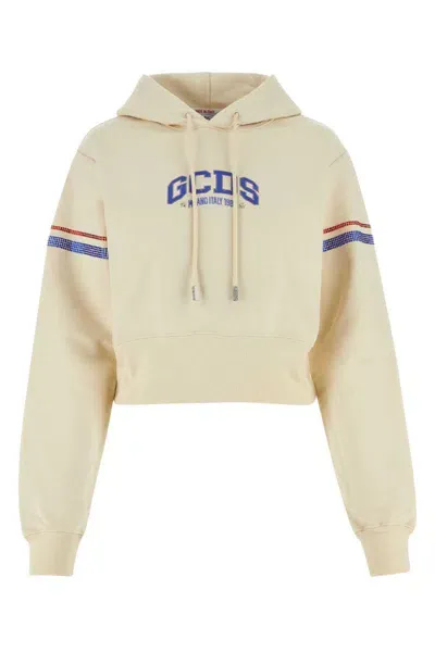 Gcds Cream Cotton Sweatshirt In Yellow