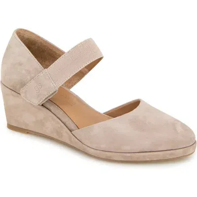 Gentle Souls By Kenneth Cole Oriana Ankle Strap Wedge Pump In Mushroom Suede