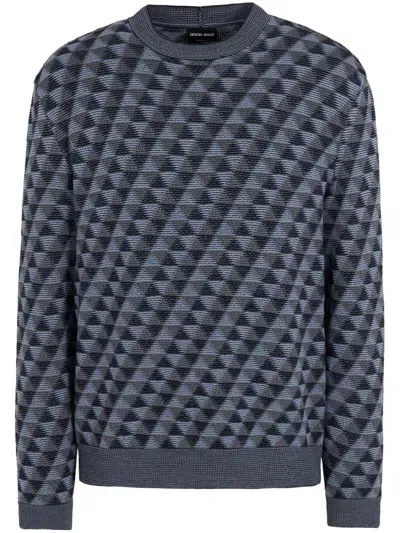 Giorgio Armani Geometric-jacquard Wool Jumper In Patterned