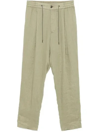 Giorgio Armani Linen Trousers In Green