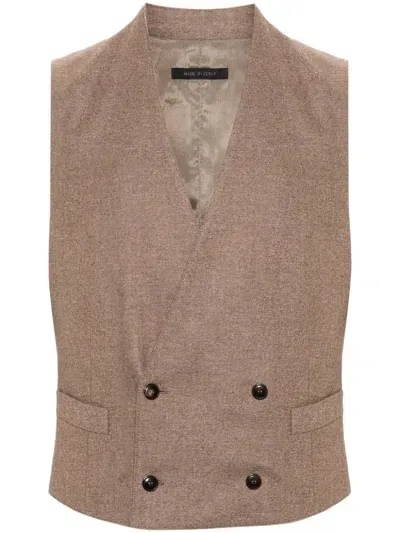 Giorgio Armani Mélange Waistcoat In Brown