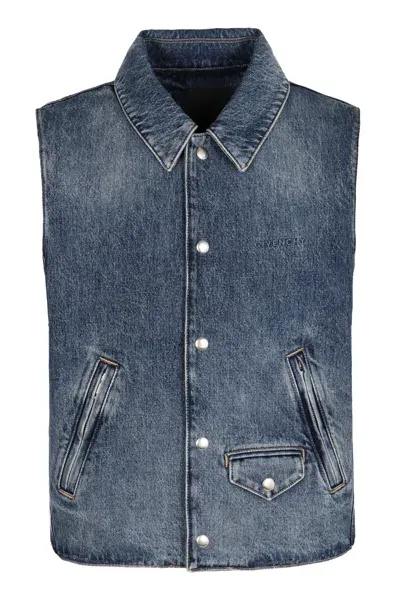 Givenchy Denim Vest In Blue