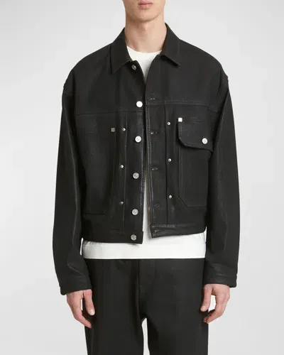 Givenchy Coated Denim Jacket Casual Jackets, Parka Black