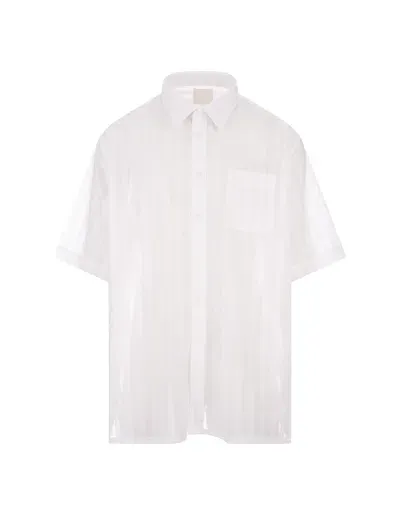 Givenchy Stone Grey Cotton Veil Striped Shirt In White