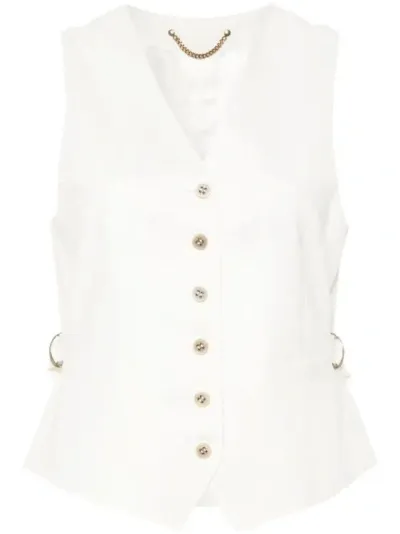 Golden Goose V-neck Twill Waistcoat In White