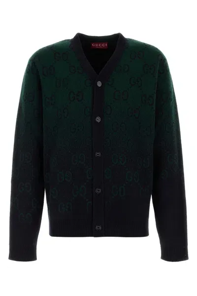 Gucci Man Embroidered Wool Cardigan In Multicolor