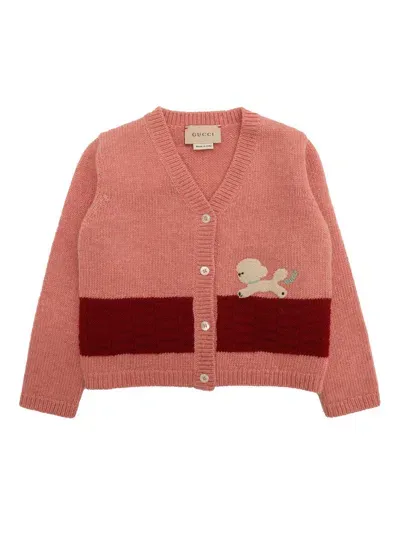 Gucci Kids' V-neck Button-up Cardigan In Rosa