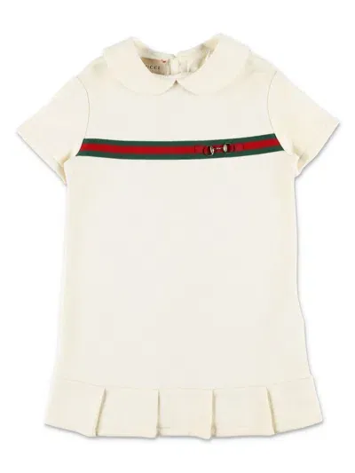 Gucci Babies' Web-stripe Cotton Dress In White