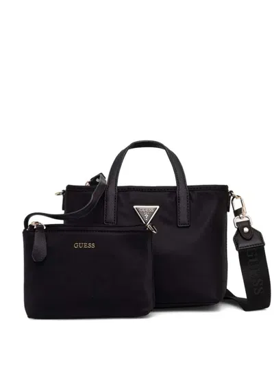 Guess Usa Logo-plaque Two-way Handbag In 黑色