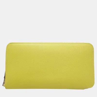 Pre-owned Hermes Azap Silk'in Long Wallet Yellow