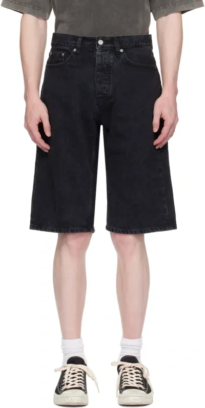 Hope Black Loose-fit Denim Shorts In Washed Black