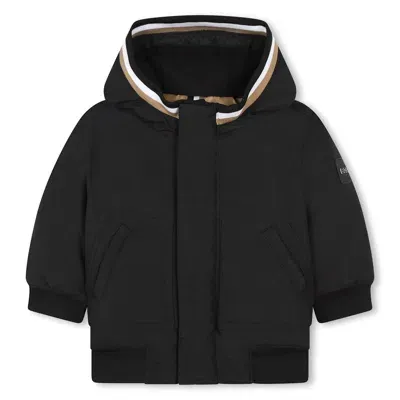 Hugo Boss Babies' Giubbino Con Cappuccio In Black