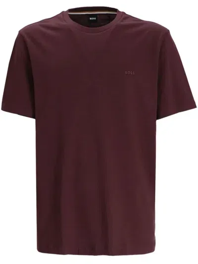 Hugo Boss Logo-rubberised Cotton T-shirt In Red