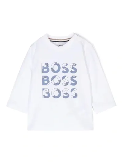 Hugo Boss Babies' T-shirt Con Stampa In White