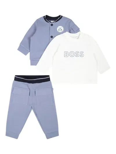 Hugo Boss Babies' Tuta Sportiva Con Stampa In Gray