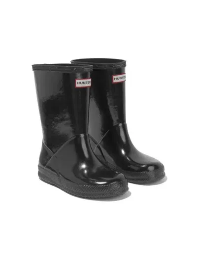 Hunter Kids' Logo-patch Wellies In Black