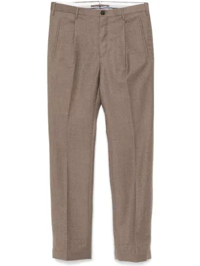 Incotex Virgin Wool Trousers In Brown