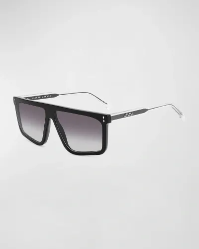 Isabel Marant Flat-top Acetate Rectangle Sunglasses In Black