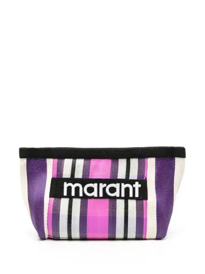 Isabel Marant Powden Logo-embroidered Clutch In Purple